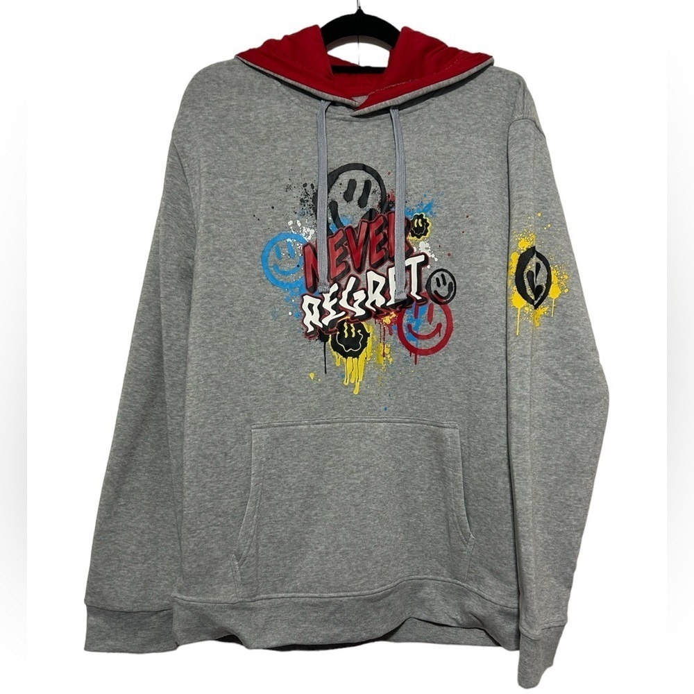 AKADEMIKS - Jeanius Level Product Gray Hoodie “Never Regret” Size XL